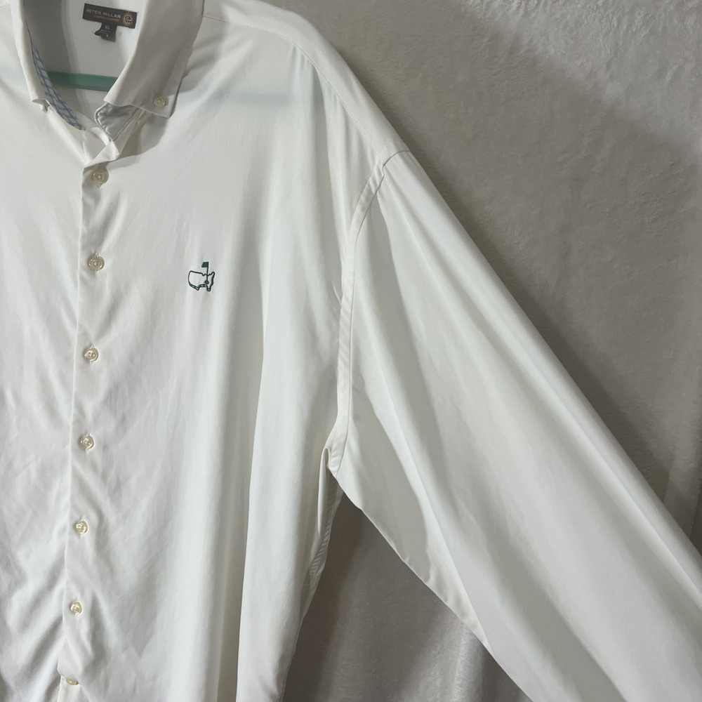 Peter Millar Summer Comfort Performance Button Down Shirt White Nationals - XL - Picture 7 of 16